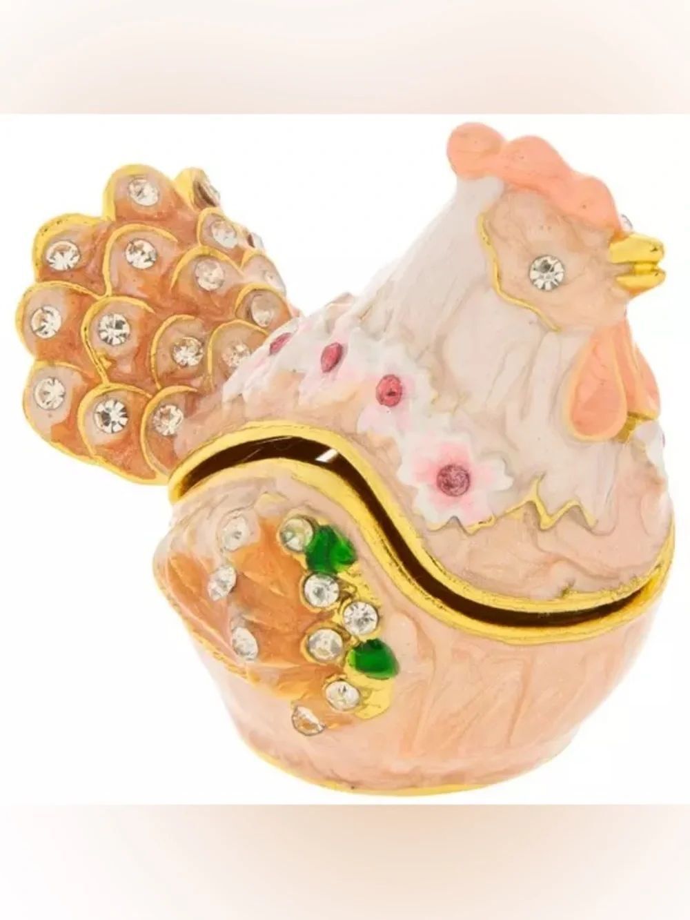 New Pink Chicken Rhinestone Jewelry Box